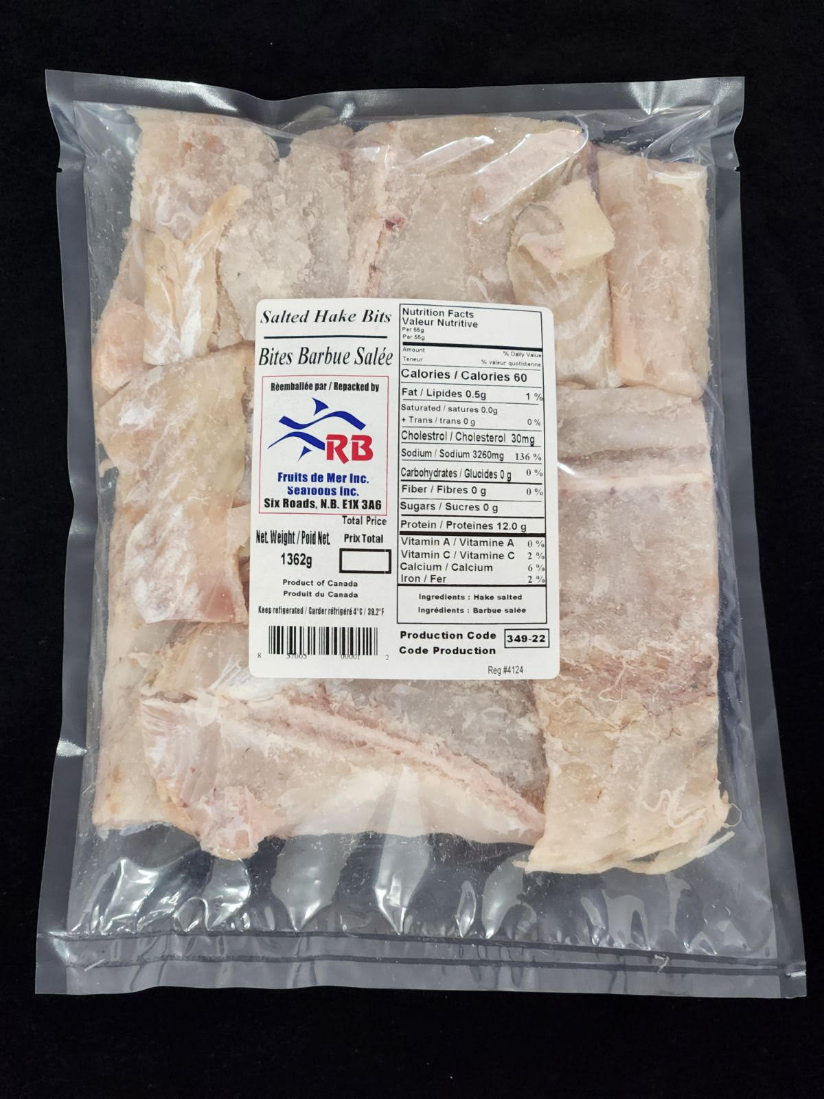 Bites barbue salée / Salted Hake Bits - 1362g / 3lb