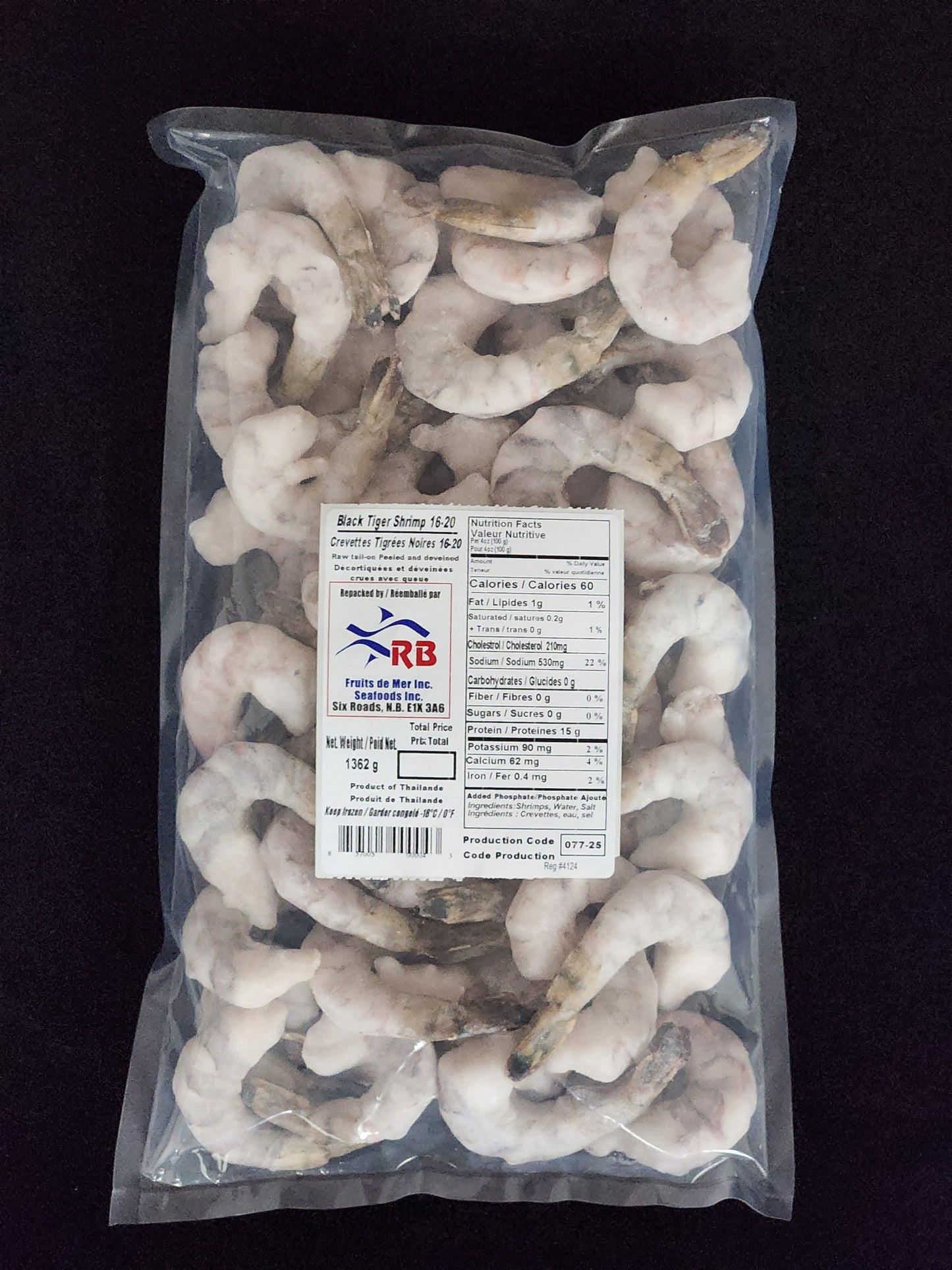Crevettes Tigrées Noires (16/20) - 1362 g