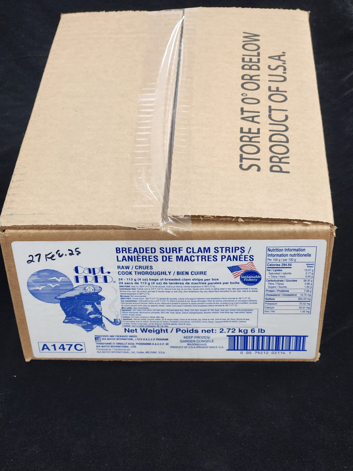 Lanière de martres (surf clam) panées - Boite de 24 x 113 g(4oz)