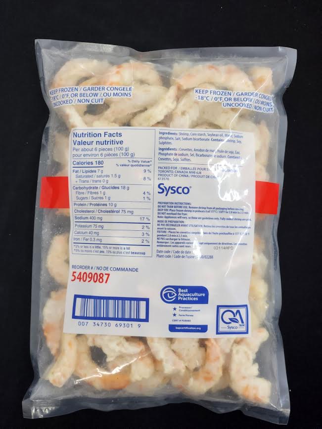 Crevettes légèrement panées - 2.5 lb