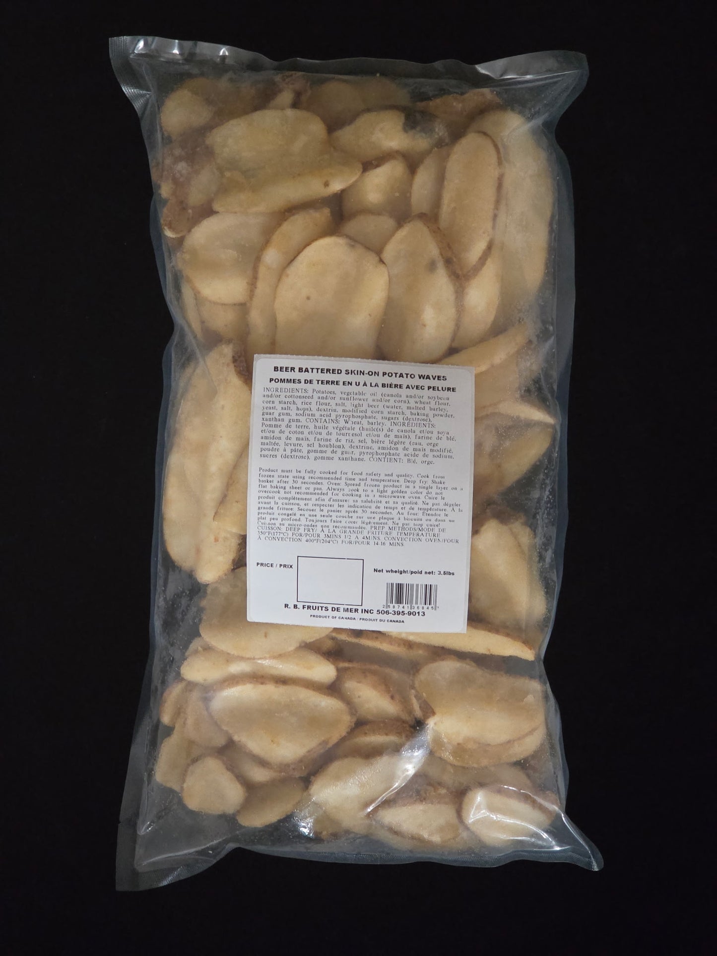 Pommes de terre en U (Waves) à la bière avec pelure - 3.5 lb
