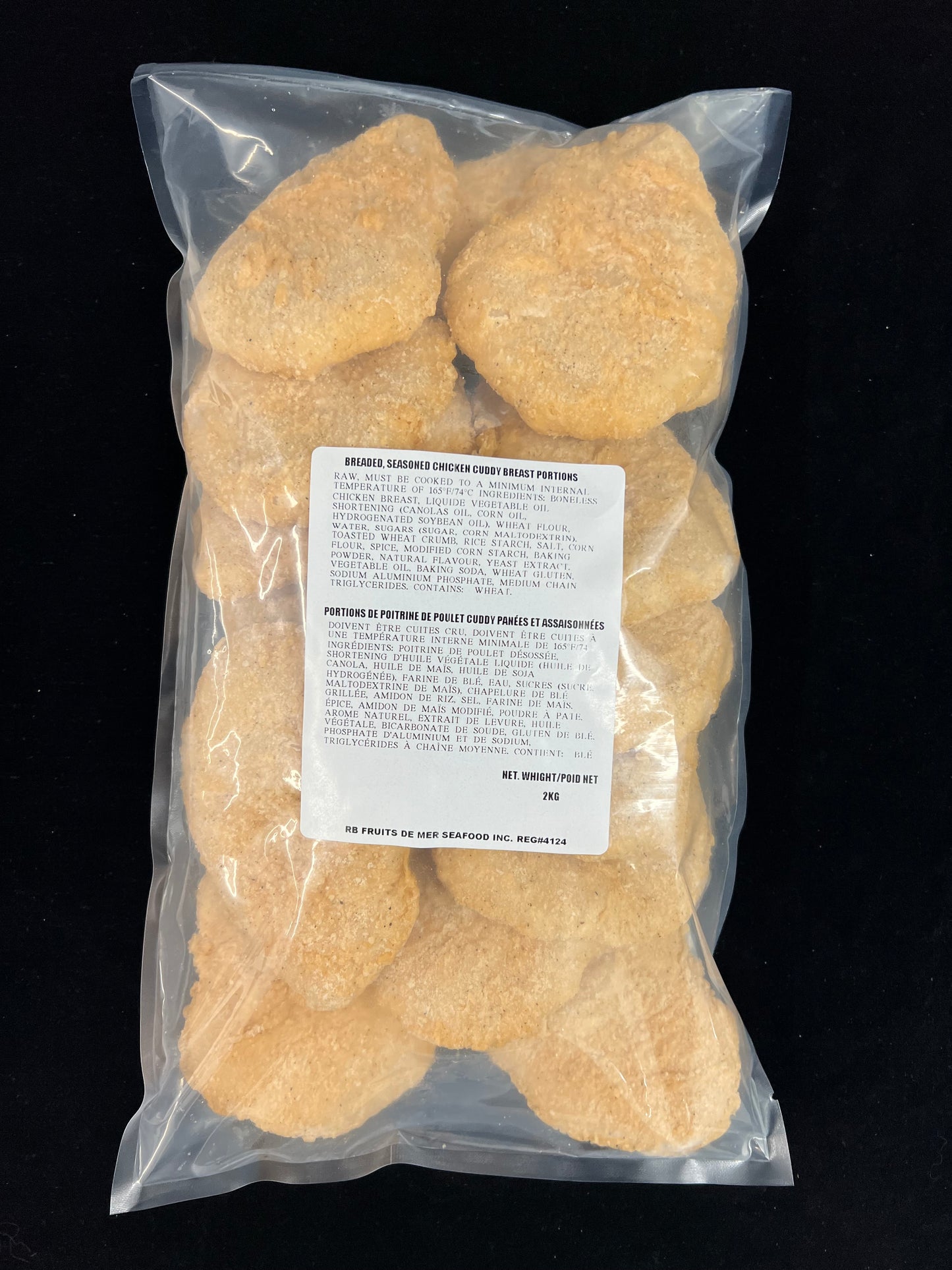 2 Kg Burger de poitrine de poulet Cuddy / Chicken Cuddy Breast Strips