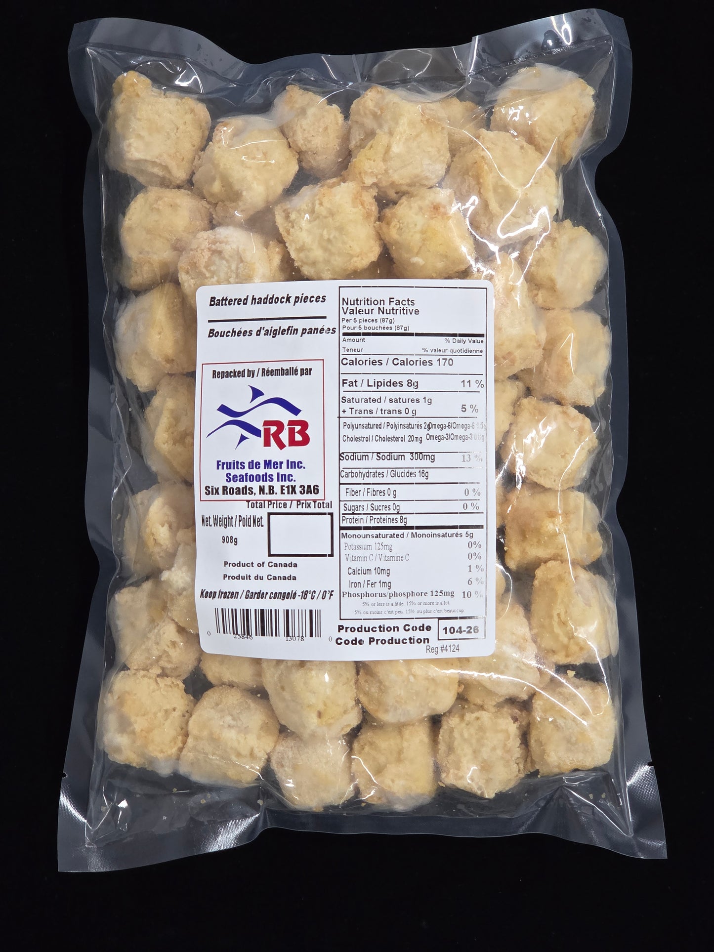 Bouchées d`àiglefin panées / Battered haddock pieces -908g / 2lbs