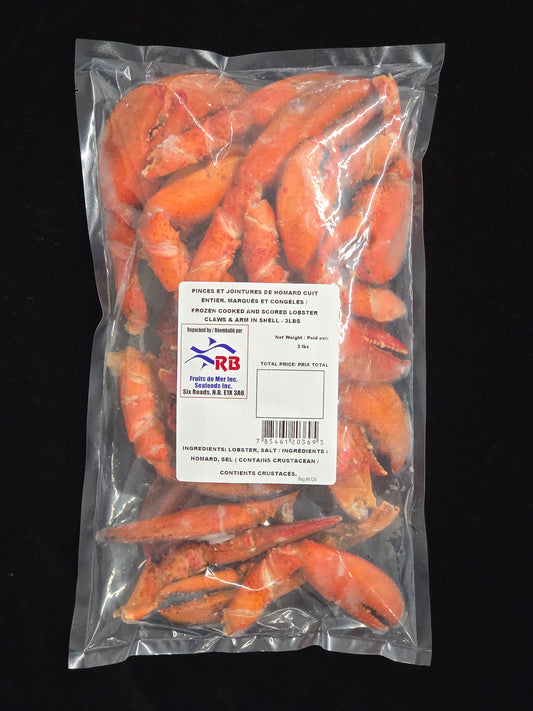 Pinces et jointures de homard cuit entier, marqués et congelés - 3 lb