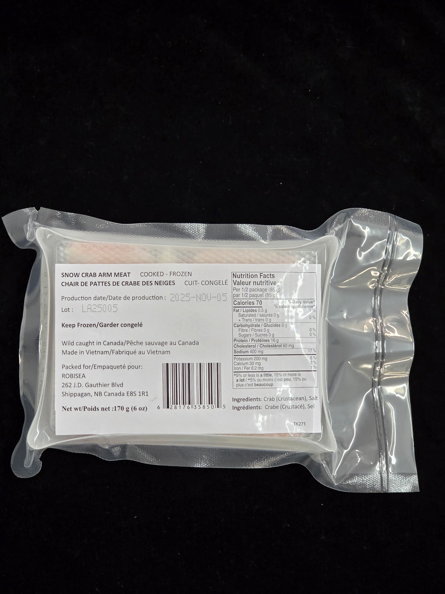 RobiSea - Chair de crabe des neiges - Pattes  / Snow Crab Meat - Legs - 6 oz