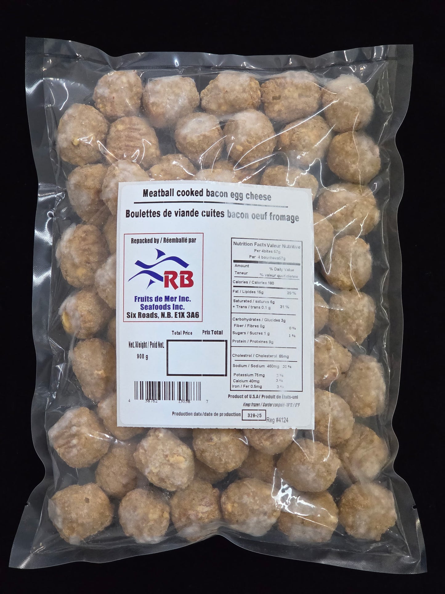 Boulettes de Viande bacon œuf fromage - 908g