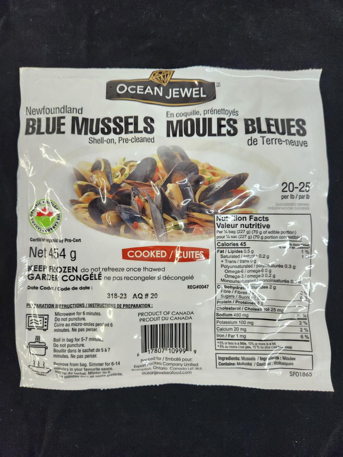 Moules Bleues Cuites de Terre-Neuve - 454g