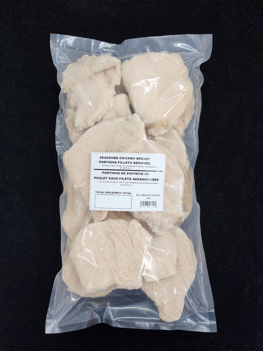 Portions de poitrine de poulet sans filet assaisonnées (Ail et citron) - 2 kg